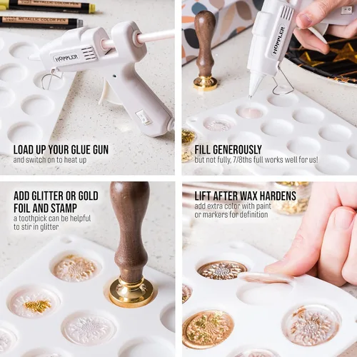 Miniatura 7 de Kit de Sellado de Cera Premium Hoppler con Pistola de Sellado, Varillas de Cera, un Sello de Flor, Molde de Silicona de 12 Cavidades, y Adiciones 1
