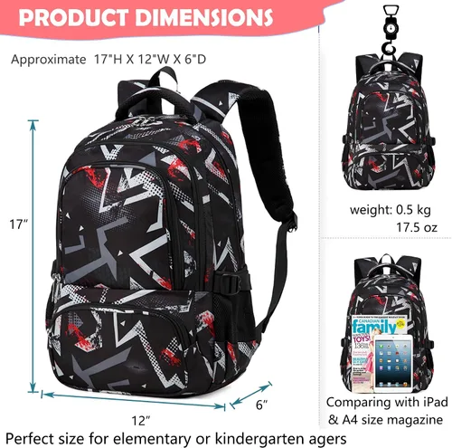 Miniatura 3 de BLUEFAIRY Mochilas para niños y niñas, bolsas de escuela primaria, bonitas bolsas de libros, A-gris, L, Moda