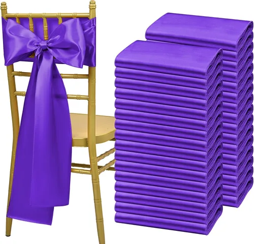 Miniatura 11 de Showgeous 60 cintas decorativas de satén negro para silla, lazos para decoración de banquetes, fiestas, baby shower, eventos (7 x 108 pulgadas)