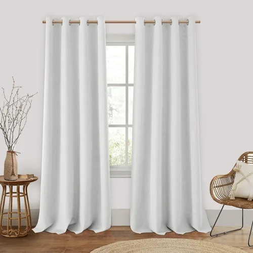 Miniatura 22 de Homeideas Cortinas Rosa Claro 100% Opacas de 84 Pulgadas de Largo, Gruesas Cortinas de Lino Sintético/Mezcla de Lino Texturizadas, Lindas Cortinas