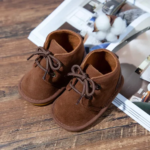 Miniatura 4 de Botas de nieve cálidas unisex para bebé, piel de piel para recién nacido, con cordones, suela de textura de goma antideslizante, zapatos de cuna