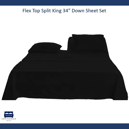 Miniatura 8 de Juego de 4 sábanas de cama King con cabeza flexible de Cottingon, sábans superiores divididas de 34 pulgadas para camas ajustables Sleep Number