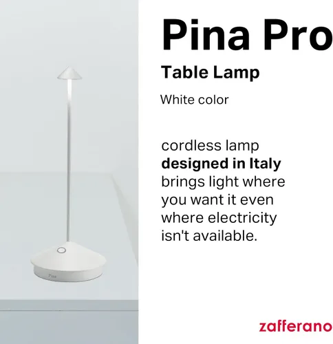 Miniatura 2 de Zafferano, Pina Pro - Lámpara de mesa inalámbrica recargable con controles táctiles, adecuada para interiores y exteriores, atenuador, 2200-3000 K