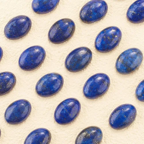 Miniatura 2 de LiQunSweet 50 piezas de piedras preciosas naturales de lapislázuli sin agujero, cuentas sueltas y encantadoras, cabujones ovalados con parte trasera