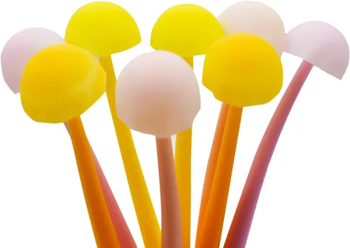 Miniatura 4 de Maydahui 20 bolígrafos de punta redonda con forma de hongo de silicona suave, flexible, de gel negro, con forma de medusa, para suministros