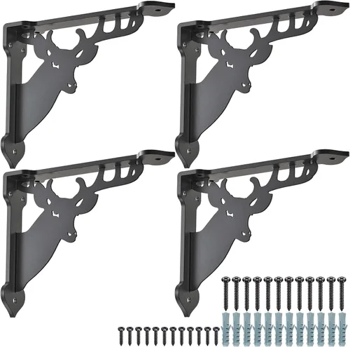 SELEWARE Soportes de Estante de Servicio Pesado de 8 Pulgadas, Soportes de Estantes de Ciervo, Soportes Decorativos de Metal en L de Capacidad de
