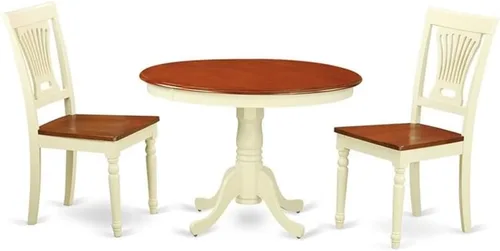 Miniatura 11 de East West Furniture HLPL3-BCH-W Hartland - Juego de cocina de 3 piezas que contiene una mesa redonda con pedestal y 2 sillas de comedor, 42 x 42