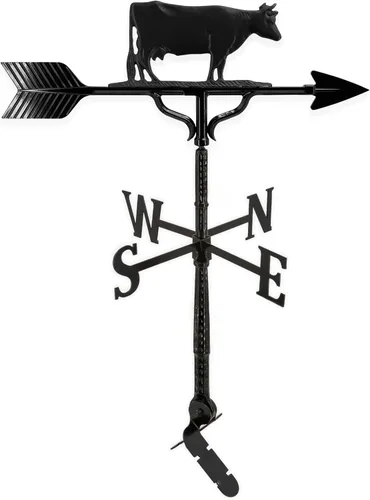 Miniatura 9 de Montague Metal Products Veleta de lujo de 32 pulgadas con adorno de vaca negra satinada, natural Negro