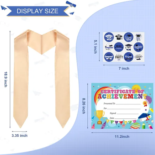 Miniatura 3 de Zhanmai Juego de estola de bata de graduación para preescolar y jardín de infantes 2025 con calcomanía de certificado de borla para regalo de niños