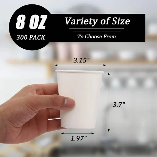 Miniatura 2 de Lamosi Paquete de 300 vasos de papel de 8 onzas, tazas de café desechables, tazas de café de papel de 8 onzas, taza blanca para bebidas