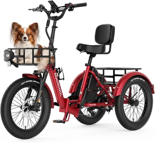 Miniatura 15 de MOONCOOL Foldable Electric Tricycle for Adults, 20" Aluminum Etrike Fat Tire, Rated 500W 48V 15Ah Rear Differential, Front Suspension, 15.5MPH