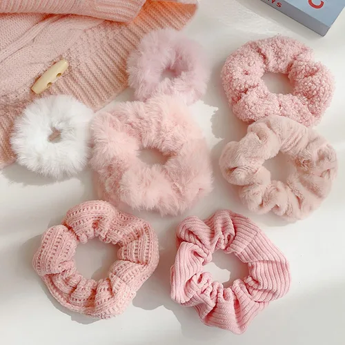 Miniatura 8 de 7 ligas elásticas de terciopelo sólido para el cabello, estilo suave para mujeres, cabello largo y grueso, sin daños para el cabello, accesorios