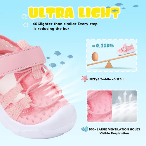 Miniatura 2 de JOINFREE Zapatos de agua transpirables Qucik para niños y niñas, zapatos de agua secos, sandalias deportivas de playa, ligeras, descalzas y flexibles