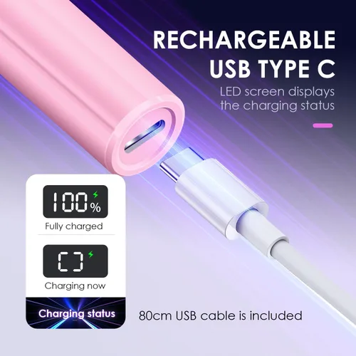 Miniatura 7 de Mini luz UV para uñas, luz UV de mano pequeña portátil rosa para uñas de gel, lámpara de curación flash recargable inalámbrica, lámpara de gel