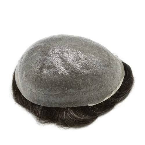 Miniatura 4 de Cabello humano para hombres, tupé, piezas de cabello humano europeo, todas las piezas de cabello en V para manualidades, 0.002 in, piel fina