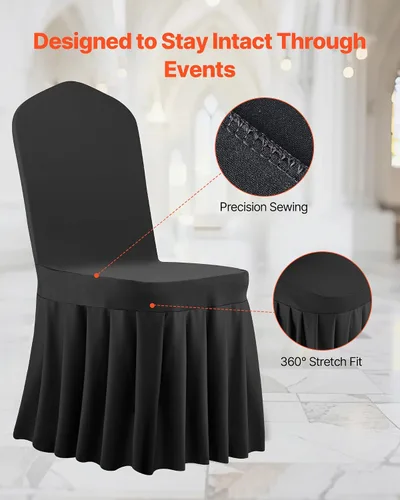 Miniatura 36 de VEVOR 150 fundas blancas para sillas de poliéster y elastano, fundas elásticas para bodas, fiestas, comedor, banquetes, sin pinzas, 150
