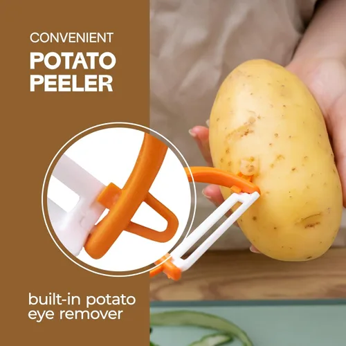 Miniatura 5 de Trez Treamer Juego de 6 peladores de verduras con hoja afilada, pelador de manzana de cerámica, patatas y pelador de papas, pelador de verduras