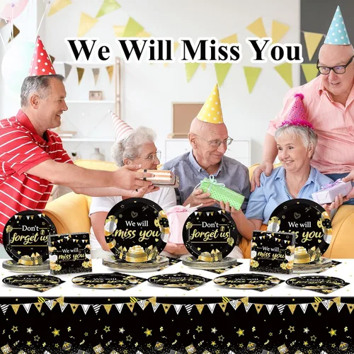 Miniatura 5 de 50 Invitados Lo Extrañaremos Platos y Servilletas Suministros de Fiesta Decoración de Despedida Juego Desechable de Vajilla de Pastel de Papel