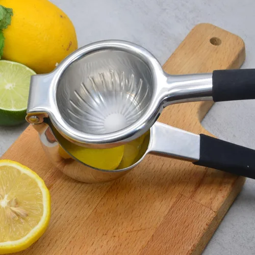 Miniatura 3 de Exprimidor de limón de acero inoxidable, diseño de agarre antideslizante resistente, prensa de jugo de mano, herramienta manual de exprimidor