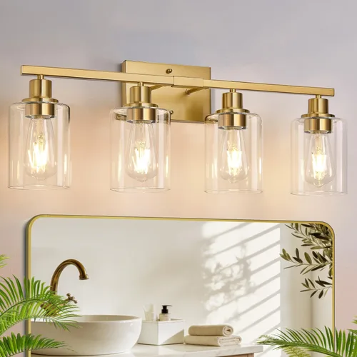 Miniatura 13 de MOKATNG Juego de 2 apliques de pared para baño, luces de tocador modernas negras con pantalla de vidrio blanco, lámpara de pared de baño