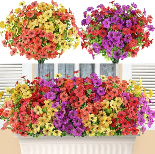 Miniatura 16 de AmyHomie 16 paquetes de flores artificiales de eucalipto negro para exteriores, resistentes a los rayos UV, flores sintéticas que no se decoloran