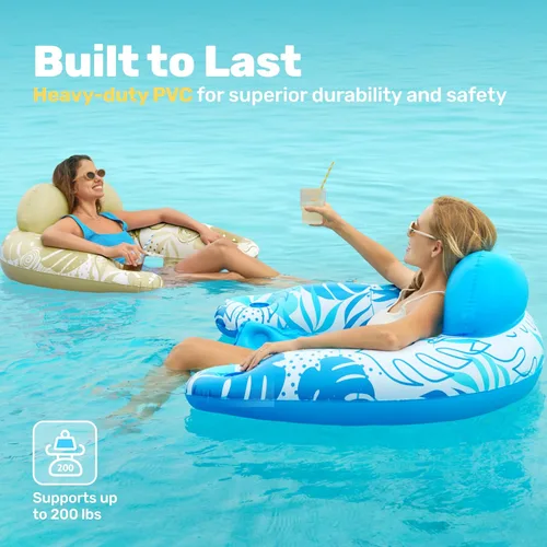 Miniatura 5 de SLOOSH Inflatable Pool Floats Adult,2 Pack Pool Chairs with Cup Holders,X-Large Blow up Floats Chair,Hammock Noodle Mat for Relaxing Summer Water