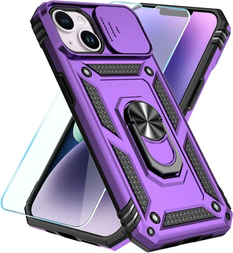 Miniatura 7 de SunStory Compatible con iPhone 13 Case/iPhone 14 Case con Protector de Pantalla HD y Cubierta de Cámara Deslizante y Soporte de Anillo Giratorio
