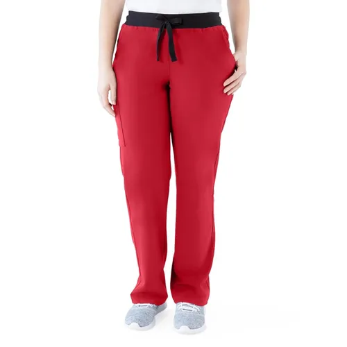 Miniatura 133 de ave. Varick - Pantalón médico de tiro medio para mujer, pierna recta, seis bolsillos, color azul caribeño, talla S