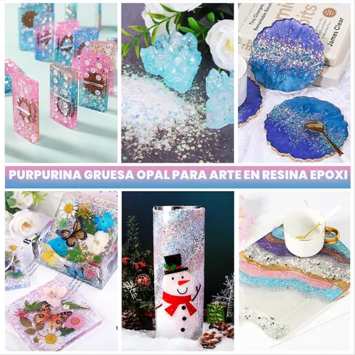 Miniatura 2 de LET'S RESIN - Purpurina opalina gruesa para resina, 12 * 10 g de polvo de purpurina artesanal para vasos/slime, lentejuelas de purpurina iridiscente