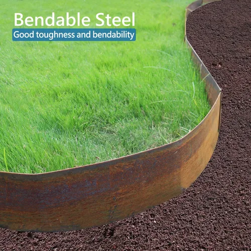 Miniatura 5 de Cor-Ten - Paquete de 16 bordes de acero para paisaje con acabado de pátina óxido, tiras de 40 pulgadas de largo x 6 pulgadas de alto, bordes