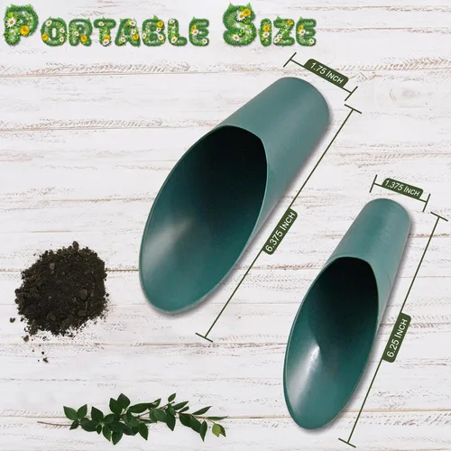 Miniatura 2 de Home-X Juego de 2 cucharas de tierra – Mini cucharas de mano para trasplante, deshierbe y macetas – Pequeña pala de jardín, palas para macetas