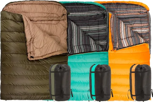Miniatura 9 de Teton Mammoth - Saco de dormir doble tamaño Queen - Una bolsa cálida que toda la familia puede disfrutar, ideal para camping, caza y campamento Verde