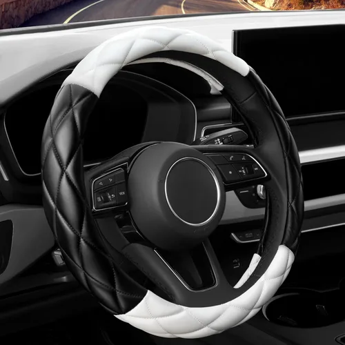 Miniatura 14 de YHONGJT - Funda de cuero de microfibra suave para volante, tamaño universal de 15 pulgadas, para mujeres y niñas, apta para vehículos, sedanes, SUV