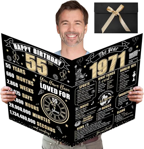 Miniatura 9 de Turypaty Tarjeta de 10 cumpleaños grande con sobre para niños y niñas, libro de firmas de invitados gigante de feliz 10 cumpleaños en negro y oro