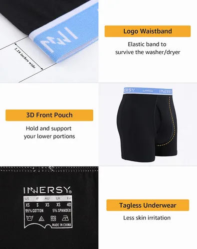 Miniatura 4 de INNERSY - Calzoncillos tipo Bóxer de algodón elástico para hombre, 7 unidades, para toda la semana