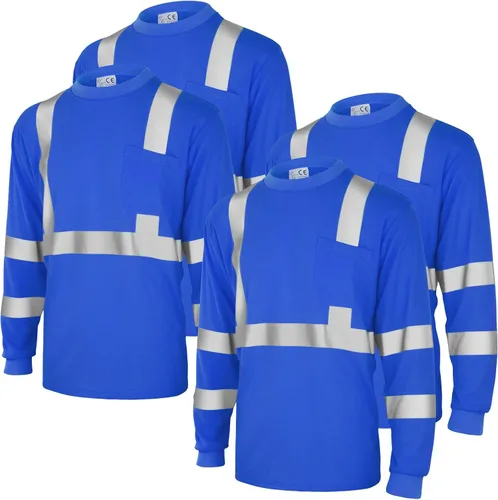 Miniatura 12 de Amylove 4 camisetas de seguridad de manga larga reflectantes de alta visibilidad, camisetas de trabajo de construcción para hombres y mujeres