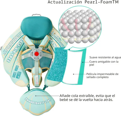 Miniatura 2 de Mambobaby Flotador Añadir Cola Flotador de Natación para Bebé con Toldo Piscina Sólida Entrenador de Natación Infantil Entrenamiento de Natación