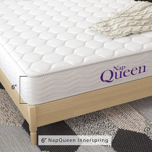 Miniatura 8 de NapQueen - Colchón de resortes internos de 6 pulgadas, tamaño Queen, firmeza media, con alivio de soporte, cama en una caja, blanco