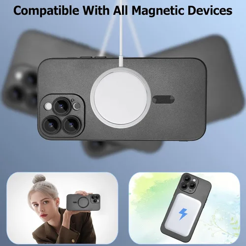 Miniatura 2 de Funda magnética ankofave para iPhone 13 Pro, funda para mujer, diseño mate de lujo suave y metálico con protector de lente de cámara, compatible