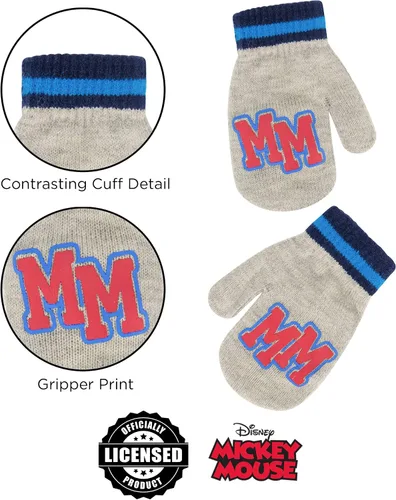 Miniatura 5 de Disney boys Winter Hat and Mitten Set, Mickey Mouse Toddler Beanie for Ages 2-4