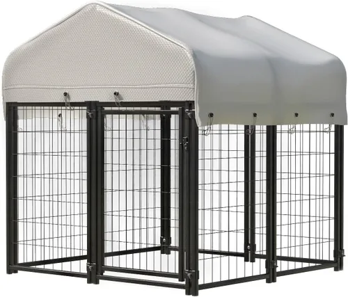 8 paneles de alambre soldado para perros grandes al aire libre con techo, perrera resistente para interiores y exteriores, recinto para perros,