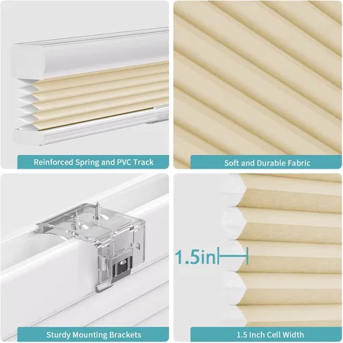 Miniatura 4 de MYshade Persianas sin cordones de celdas hexagonales con filtro ligero para ventanas interiores de 1.5 pulgadas de celda de nido de abeja, persianas