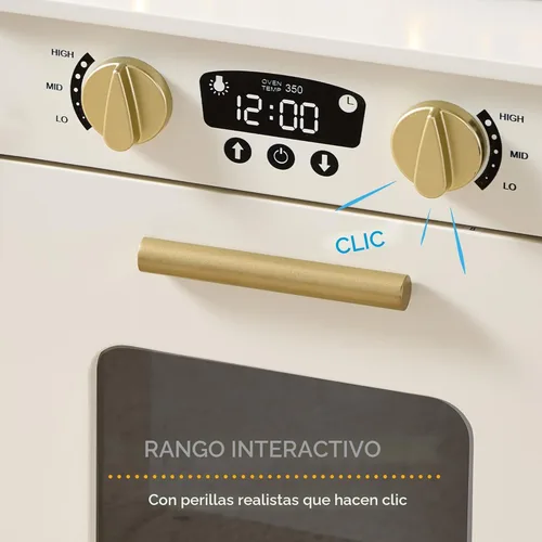 Miniatura 4 de Best Choice Products - Juguetes de madera para niños, cocina de simulación con almacenamiento, borde festoneado, 5 accesorios, microondas, horno