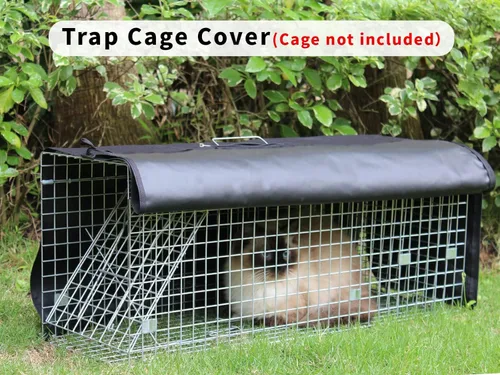Miniatura 7 de Funda para jaula de animales vivos, trampa para gatos callejeros de 32 pulgadas, trampa plegable con puerta real para mapaches, zarigüeyas