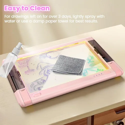 Miniatura 7 de Tablero de dibujo LED recargable, 15 pulgadas, 9 modos de luz de color, almohadilla de escritura con luz de neón para niños, juguete de regalo