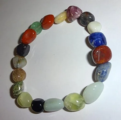 Miniatura 3 de 1 pulsera elástica con cuentas de pepita de cristal caído de calidad #2 estilo chakras mixto de 0.157-0.315 in