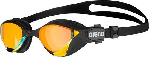 ARENA Unisex Adult Cobra Tri Swimming Goggles for Triathlon and Fitness Swipe Anti-Fog Wide Vision Mirror Lens Amarillo/Cobre/Negro