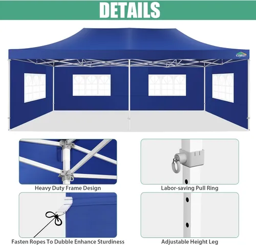 Miniatura 263 de COBIZI Tienda de campaña desplegable de 6.6 x 6.6 pies, toldo resistente, fácil de instalar, impermeable, para exteriores, fiestas, playa, jardín