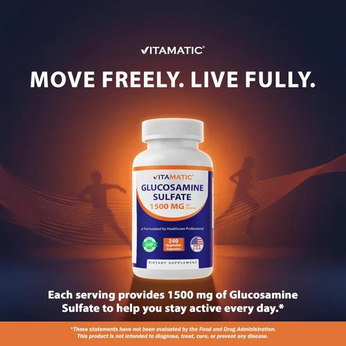 Miniatura 7 de Vitamatic Suplemento de sulfato de glucosamina, 1500 mg, 120 porciones, 240 cápsulas