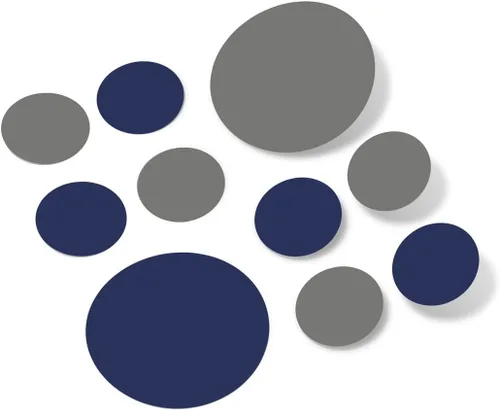 Adhesivos de pared de vinilo azul marino/gris, círculos de 2 y 4 pulgadas (30 calcomanías)